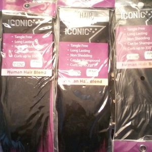 ICONIC Tangle Free Human Hair Blend xl" Jer Black 1. 3 packs for $ 42.00